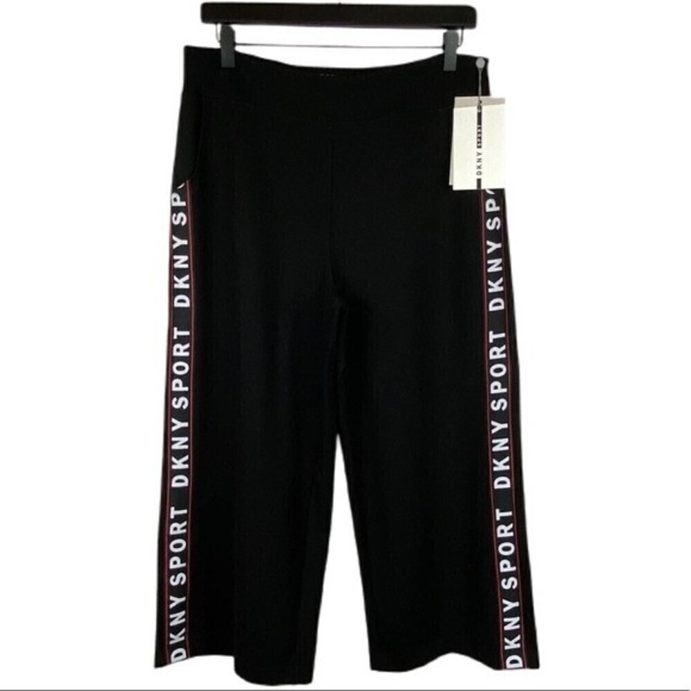 DKNY Sport Wide Leg Capri Pants Womens Medium Black Ladies Casual